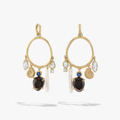 Awe Inspired Earrings 14K Yellow Gold Vermeil Deep Sea Gemstone Charm Hoops