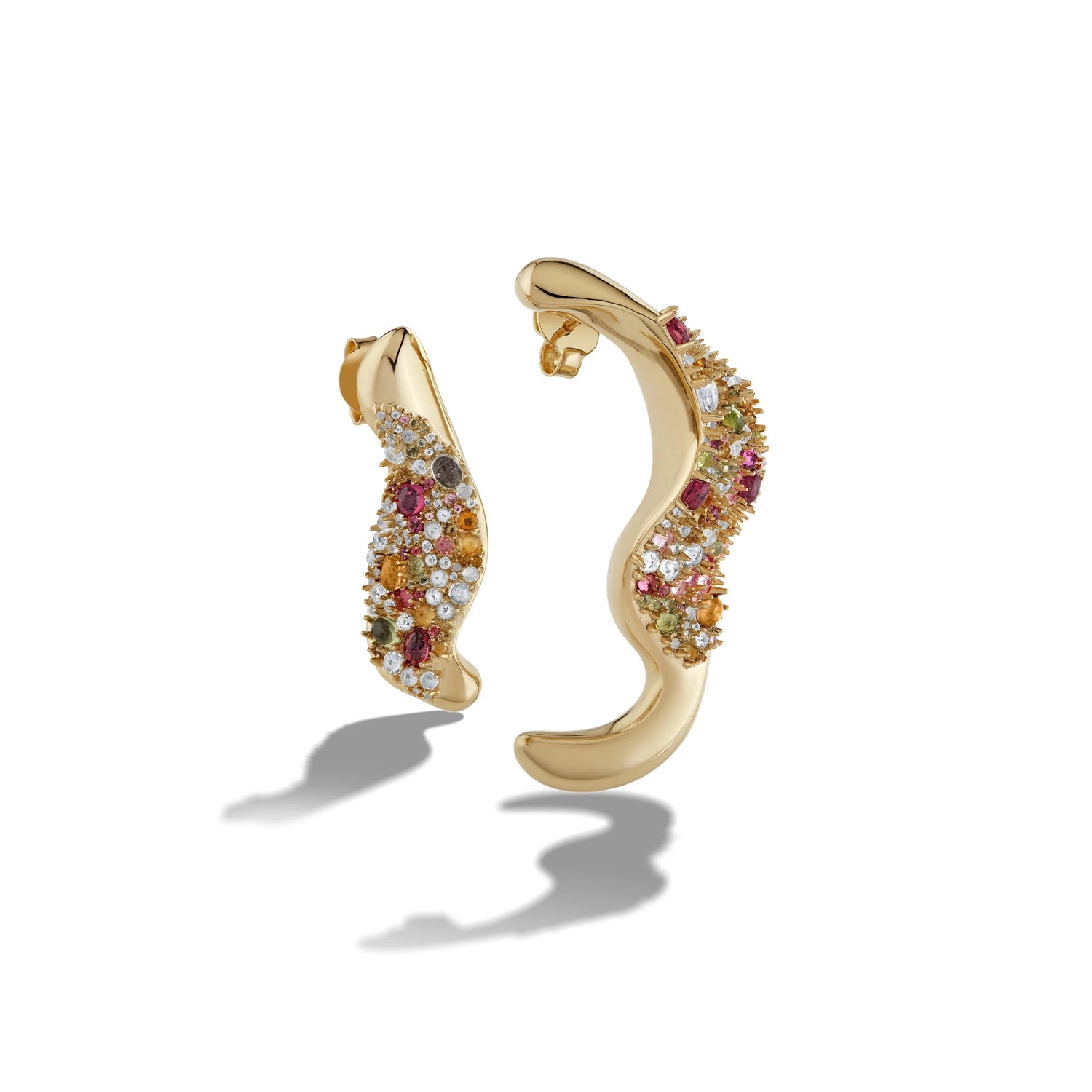 Awe Inspired Earrings 14K Yellow Gold Vermeil Encrusted Abstract Earrings