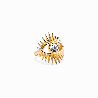 Awe Inspired Earrings 14K Yellow Gold Vermeil Evil Eye Ear Cuff