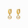 Awe Inspired Earrings 14K Yellow Gold Vermeil Freshwater Pearl Milgrain Huggie