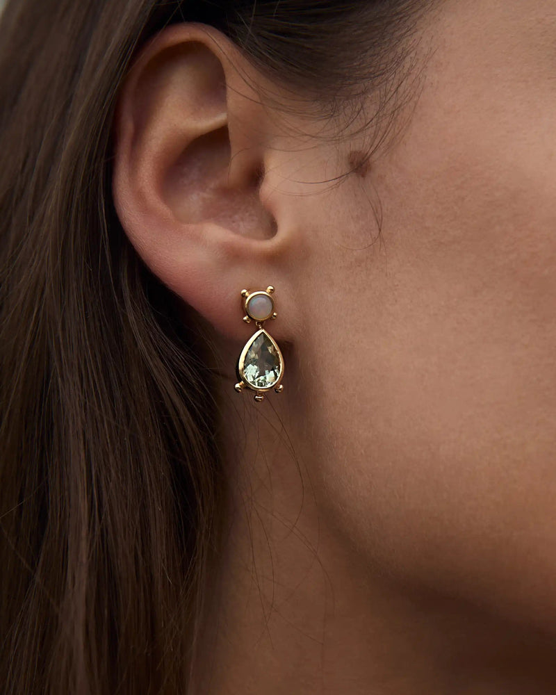 Awe Inspired Earrings 14K Yellow Gold Vermeil Gemstone Talisman Studs