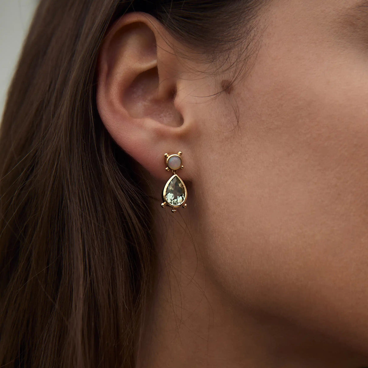 Awe Inspired Earrings 14K Yellow Gold Vermeil Gemstone Talisman Studs