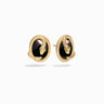 Awe Inspired Earrings 14K Yellow Gold Vermeil Grey Cat's Eye Snake Studs