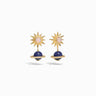 Awe Inspired Earrings 14k Yellow Gold Vermeil Lapis Saturn Earrings