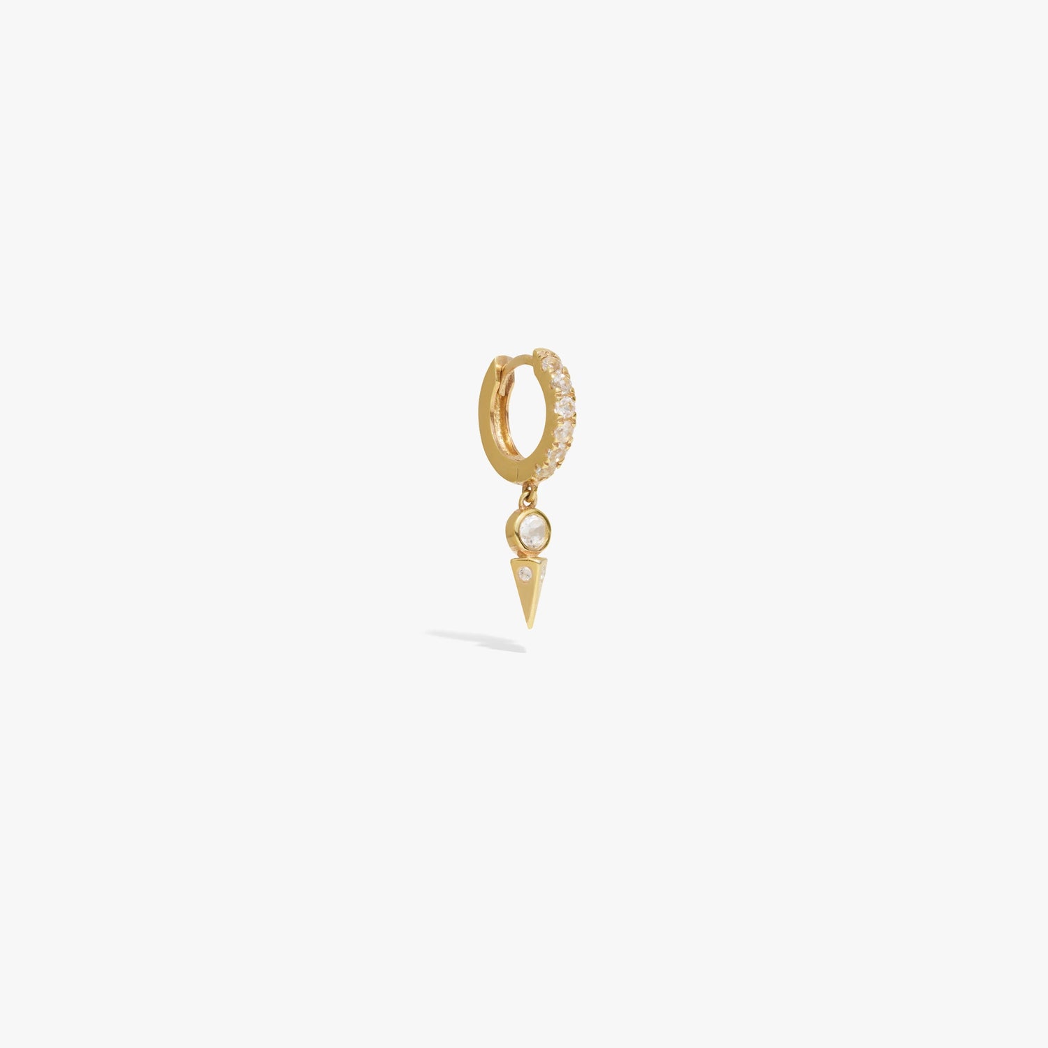 Awe Inspired Earrings 14K Yellow Gold Vermeil Men's White Topaz Spike Huggie