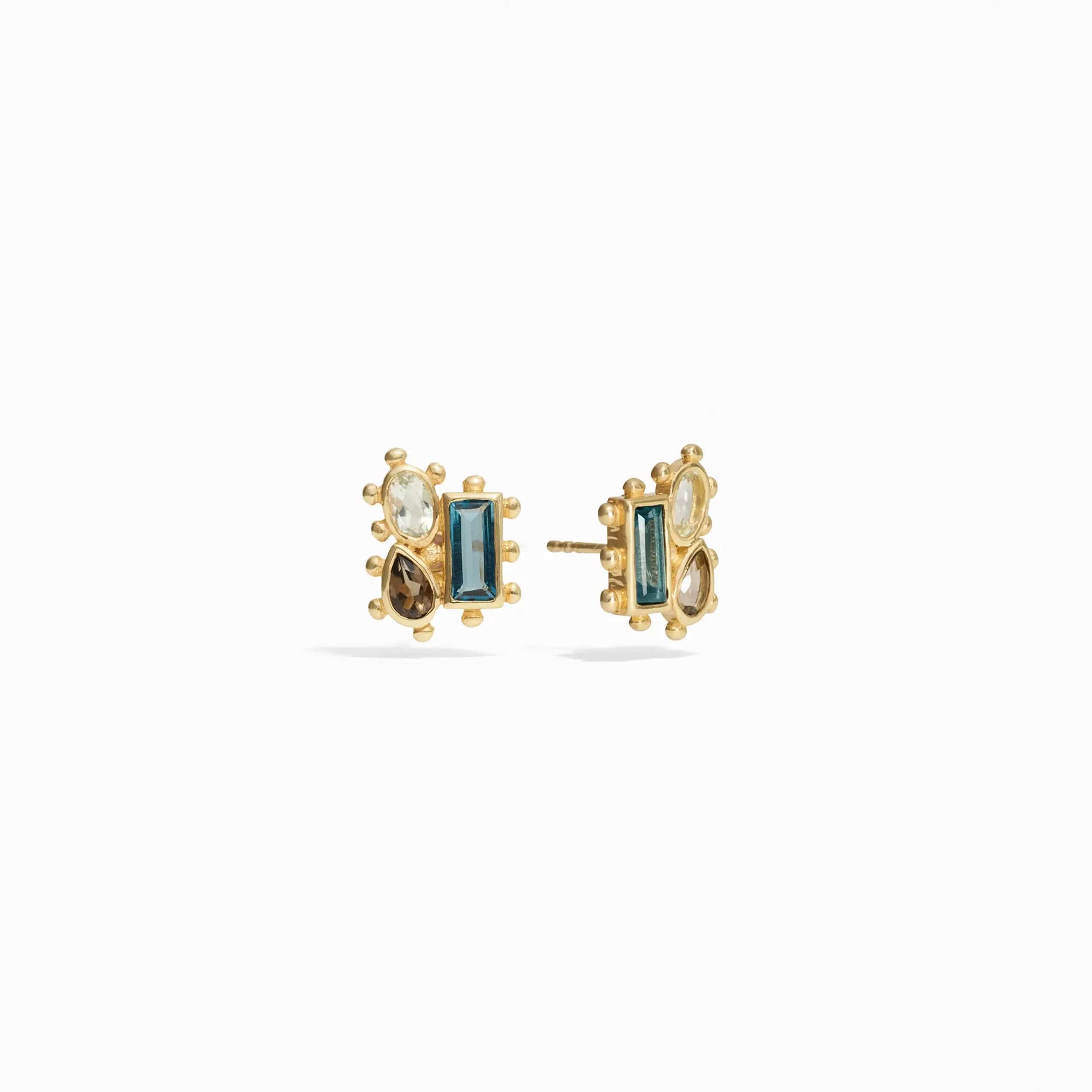 Awe Inspired Earrings 14K Yellow Gold Vermeil Mosaic Gemstone Studs