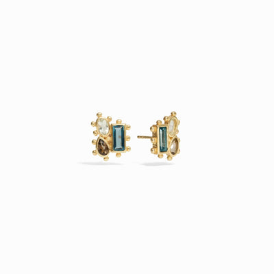 Awe Inspired Earrings 14K Yellow Gold Vermeil Mosaic Gemstone Studs