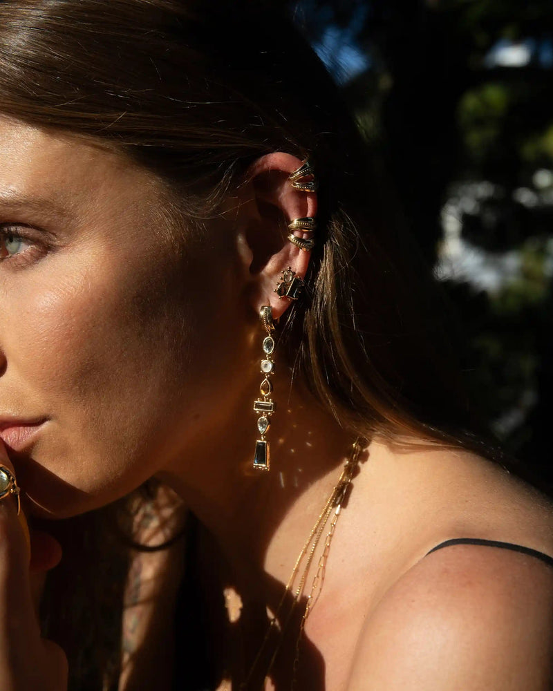 Awe Inspired Earrings 14K Yellow Gold Vermeil Mosaic Gemstone Studs