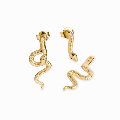 Awe Inspired Earrings 14K Yellow Gold Vermeil Mystic Serpent Cascade Earrings