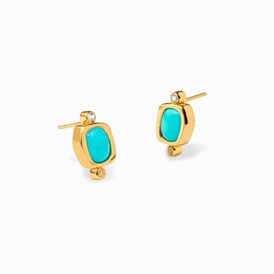 Awe Inspired Earrings 14K Yellow Gold Vermeil Ocean Turquoise Opal Studs