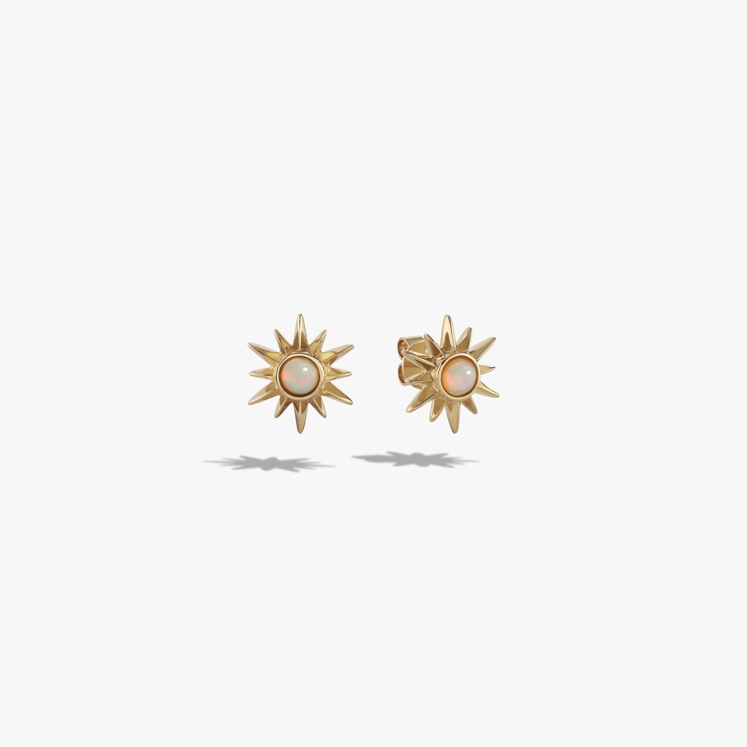 Awe Inspired Earrings 14K Yellow Gold Vermeil Opal Sun Studs