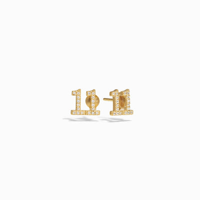 Awe Inspired Earrings 14K Yellow Gold Vermeil / Pair 11:11 Studs