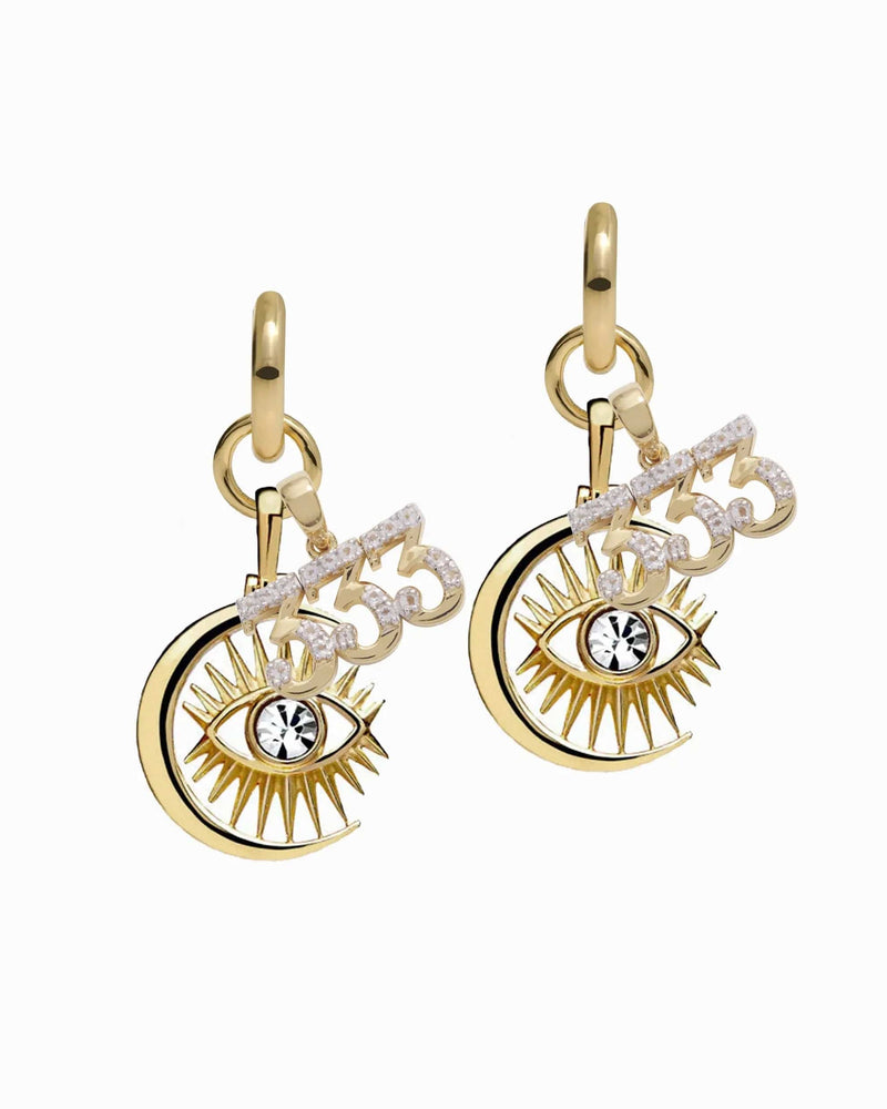 Awe Inspired Earrings 14K Yellow Gold Vermeil / Pair / 333 Third Eye Earring Set