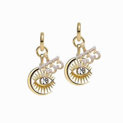 Awe Inspired Earrings 14K Yellow Gold Vermeil / Pair / 333 Third Eye Earring Set