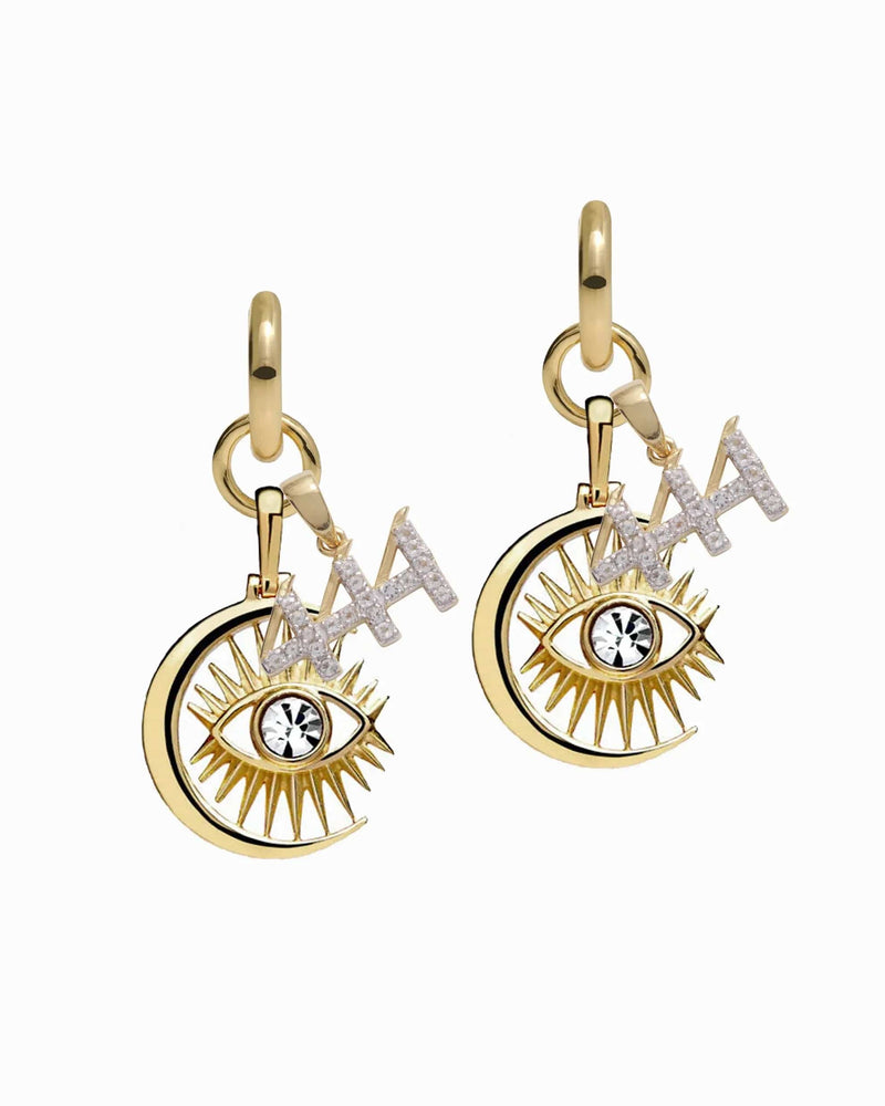 Awe Inspired Earrings 14K Yellow Gold Vermeil / Pair / 444 Third Eye Earring Set