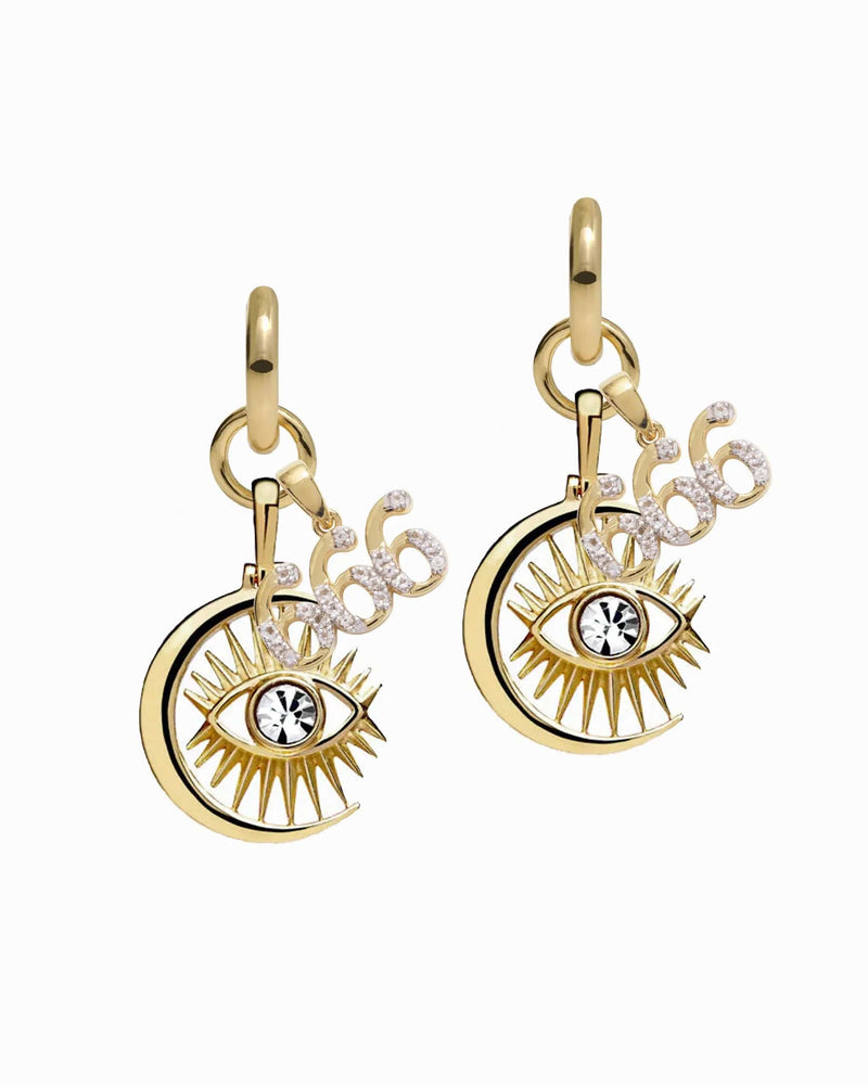 Awe Inspired Earrings 14K Yellow Gold Vermeil / Pair / 666 Third Eye Earring Set