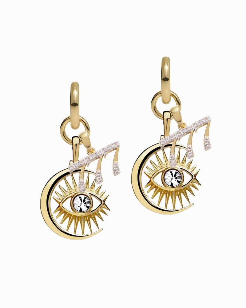 Awe Inspired Earrings 14K Yellow Gold Vermeil / Pair / 777 Third Eye Earring Set