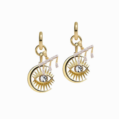 Awe Inspired Earrings 14K Yellow Gold Vermeil / Pair / 777 Third Eye Earring Set