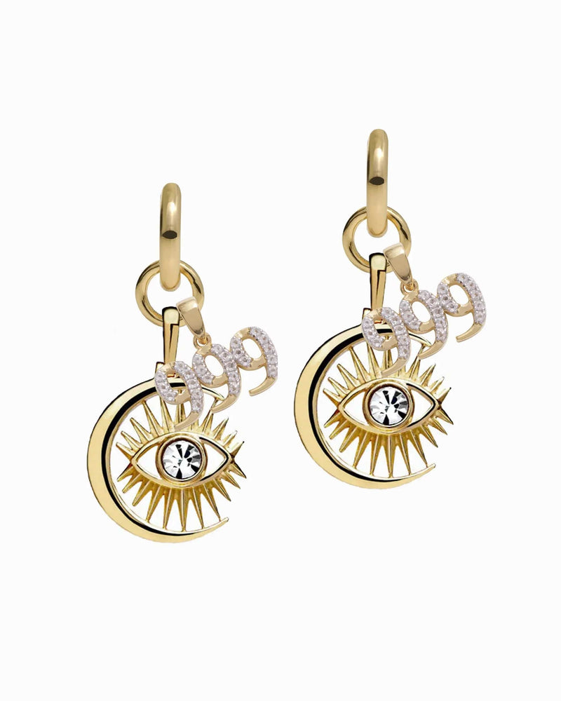 Awe Inspired Earrings 14K Yellow Gold Vermeil / Pair / 999 Third Eye Earring Set