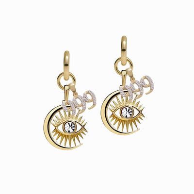 Awe Inspired Earrings 14K Yellow Gold Vermeil / Pair / 999 Third Eye Earring Set