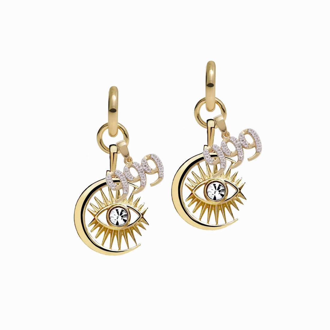 Awe Inspired Earrings 14K Yellow Gold Vermeil / Pair / 999 Third Eye Earring Set