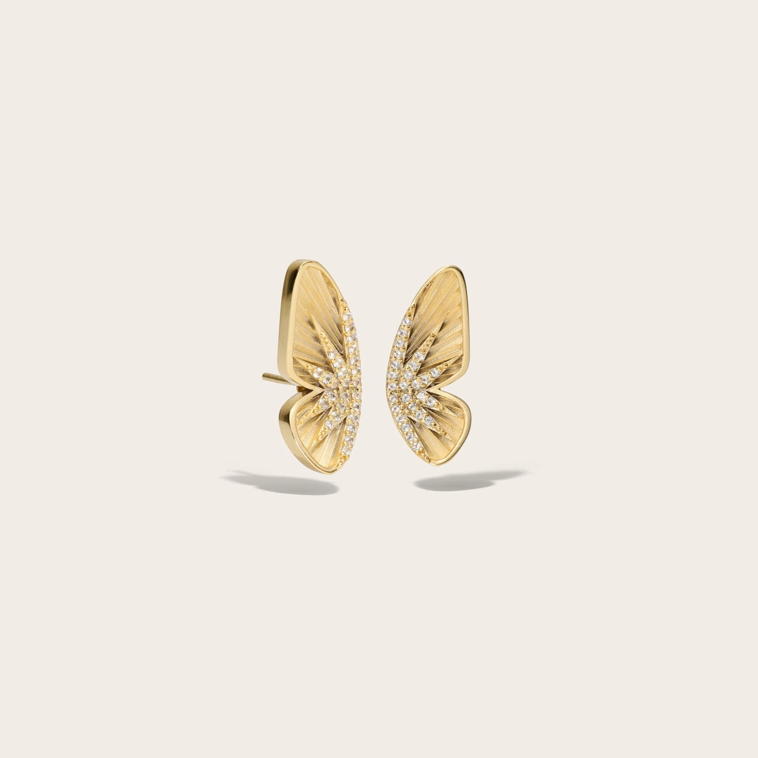 Awe Inspired Earrings 14K Yellow Gold Vermeil / Pair Butterfly Wing Studs