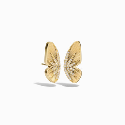 Awe Inspired Earrings 14K Yellow Gold Vermeil / Pair Butterfly Wing Studs