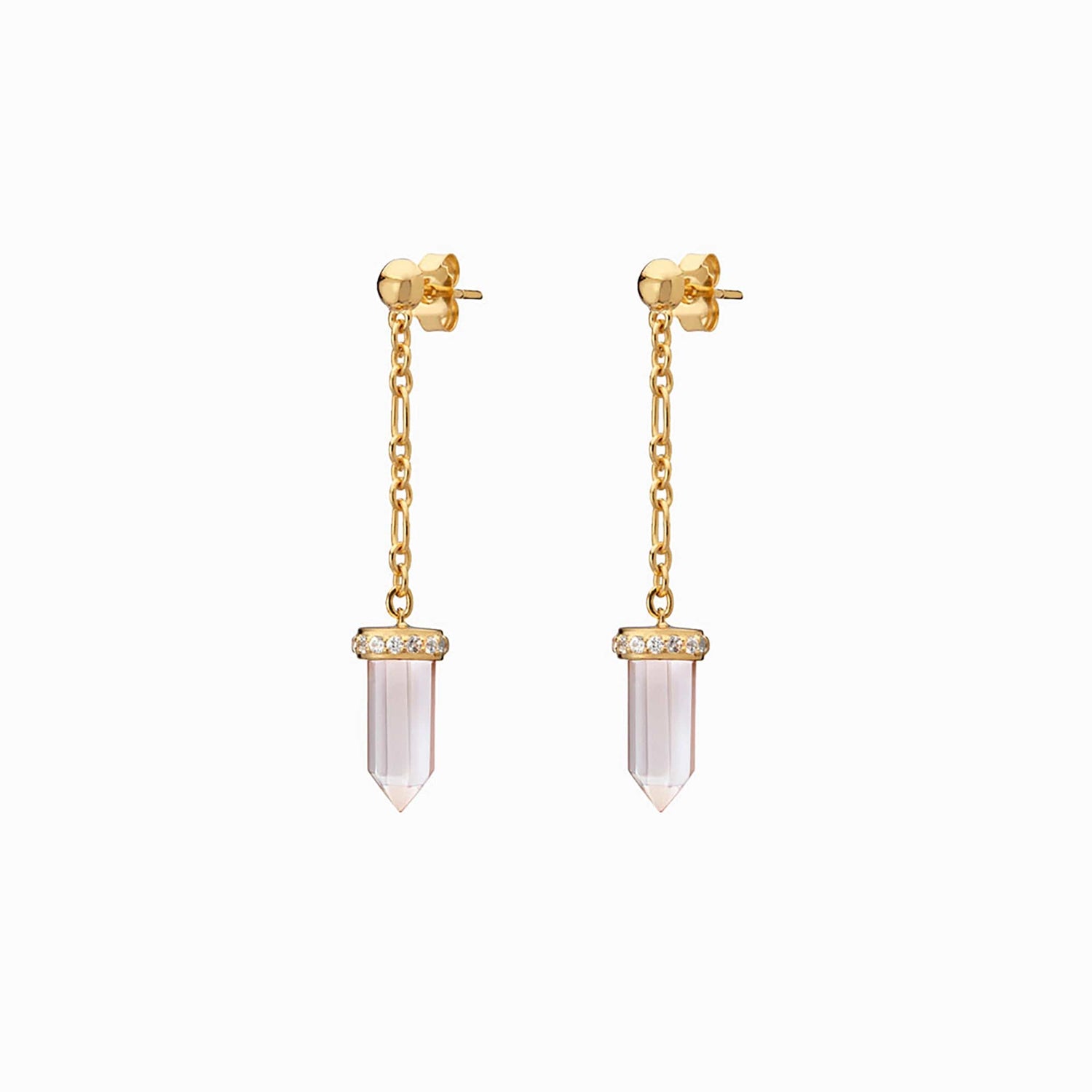 Product image of Awe Inspired Earrings 14K Yellow Gold Vermeil / Pair Crystal Quartz Drop Earrings