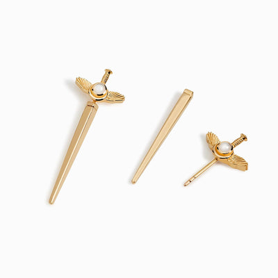 Awe Inspired Earrings 14K Yellow Gold Vermeil / Pair Flying Dagger Studs