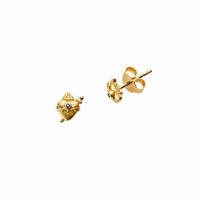 Awe Inspired Earrings 14K Yellow Gold Vermeil / Pair Immaculate Heart Stud