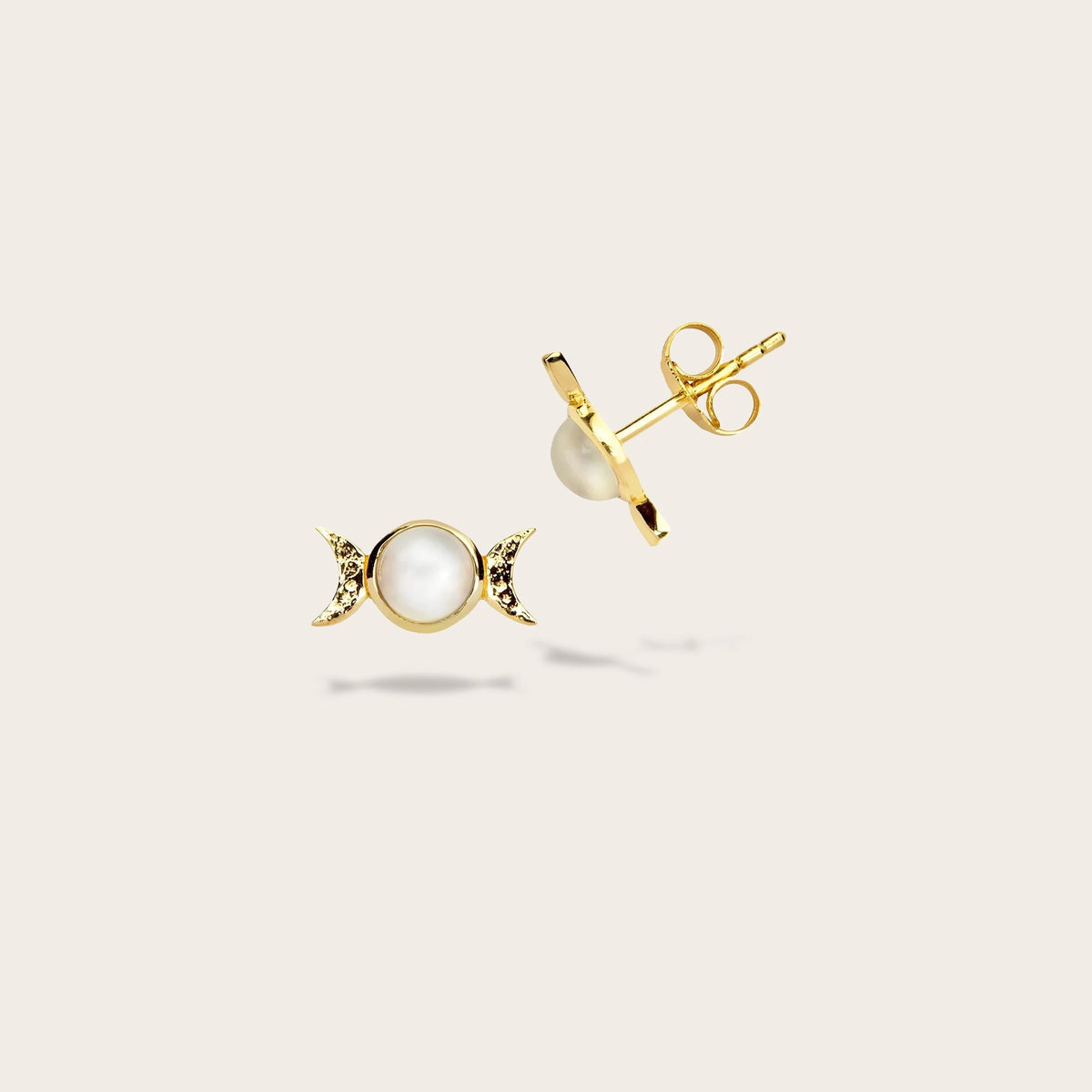 Awe Inspired Earrings 14K Yellow Gold Vermeil / Pair Mini Triple Moon Stud Earring
