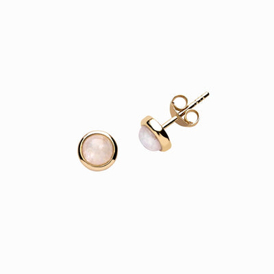 Awe Inspired Earrings 14K Yellow Gold Vermeil / Pair Moonstone Stud