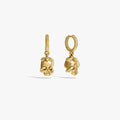 Awe Inspired Earrings 14K Yellow Gold Vermeil / Pair Serpent Skull Huggie