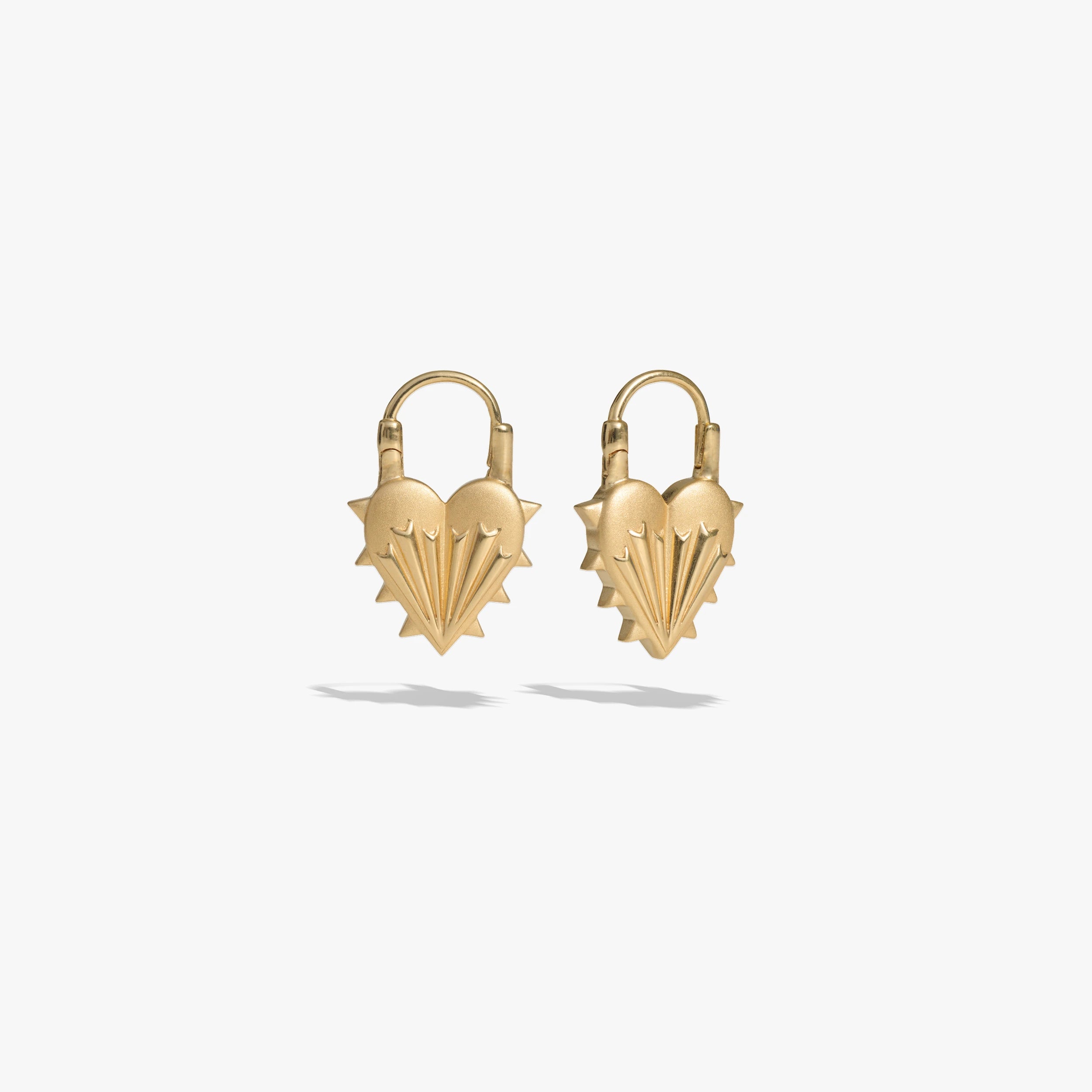 Awe Inspired Earrings 14K Yellow Gold Vermeil / Pair Spiked Heart Earrings