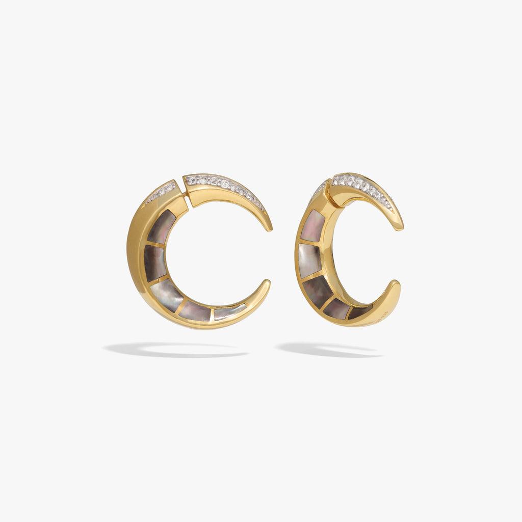 Awe Inspired Earrings 14K Yellow Gold Vermeil / Pair Statement Crescent Moon Earrings