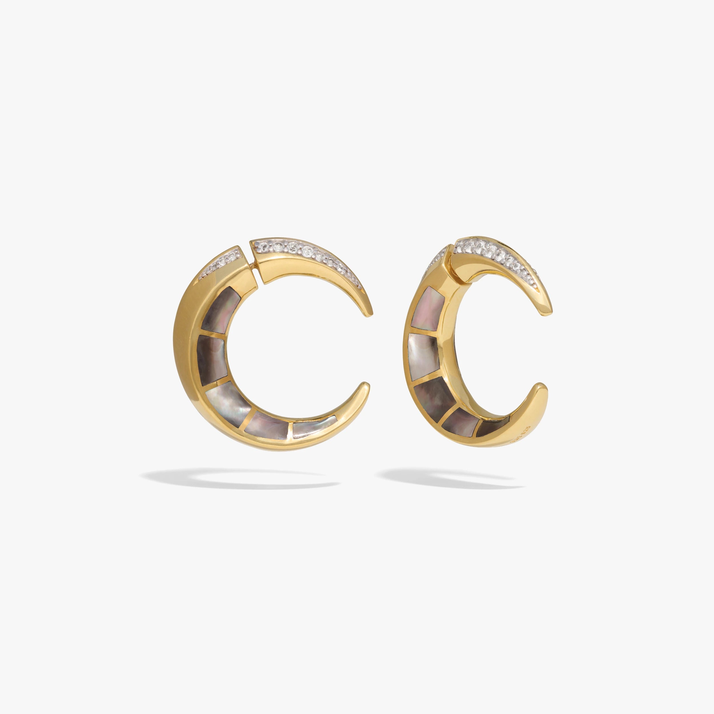 Awe Inspired Earrings 14K Yellow Gold Vermeil / Pair Statement Crescent Moon Earrings