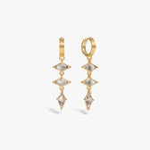 Awe Inspired Earrings 14K Yellow Gold Vermeil / Pair Triple Prism Huggies