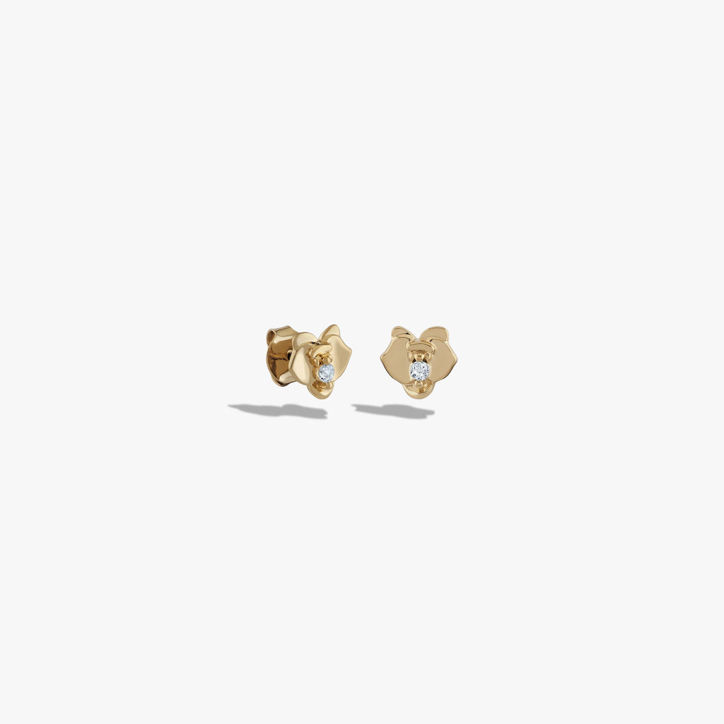 Awe Inspired Earrings 14K Yellow Gold Vermeil / Pair White Topaz Orchid Studs