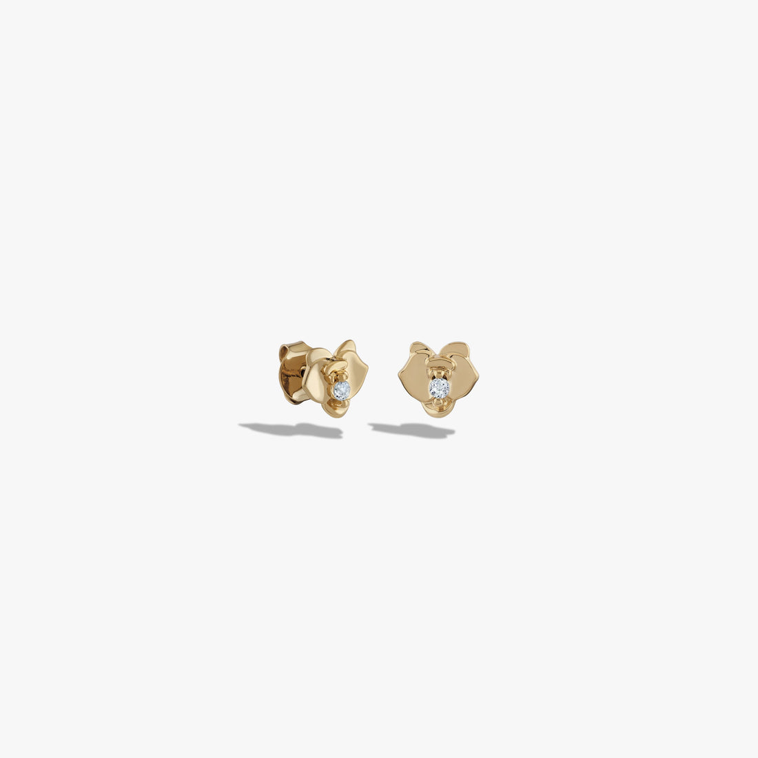 Awe Inspired Earrings 14K Yellow Gold Vermeil / Pair White Topaz Orchid Studs