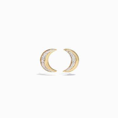 Awe Inspired Earrings 14k Yellow Gold Vermeil Pavé Moon Studs