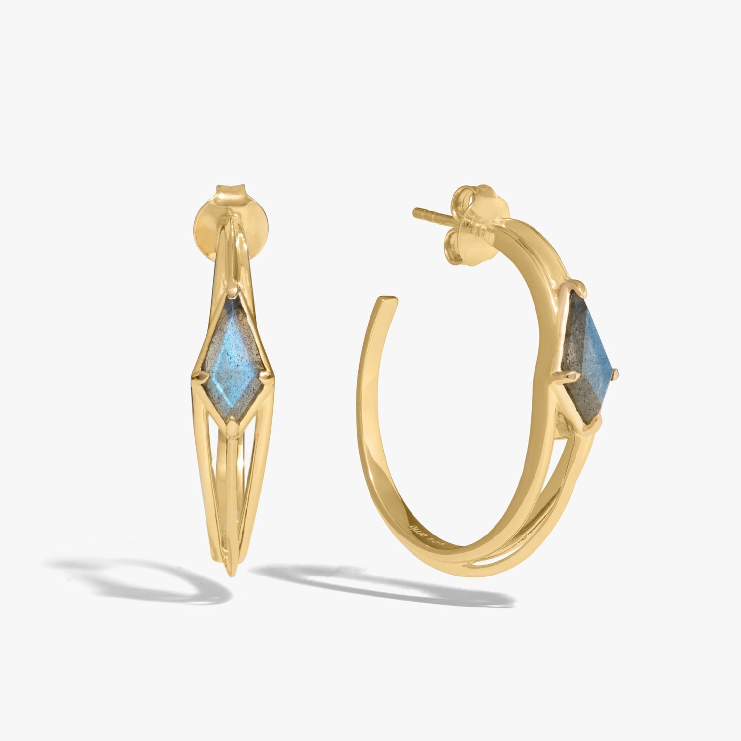 Awe Inspired Earrings 14K Yellow Gold Vermeil Prism Oval Hoops
