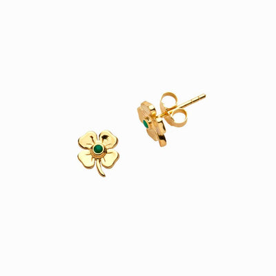 Awe Inspired Earrings 14K Yellow Gold Vermeil / Single Clover Stud Earring