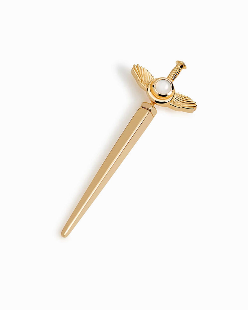 Awe Inspired Earrings 14K Yellow Gold Vermeil / Single Flying Dagger Studs