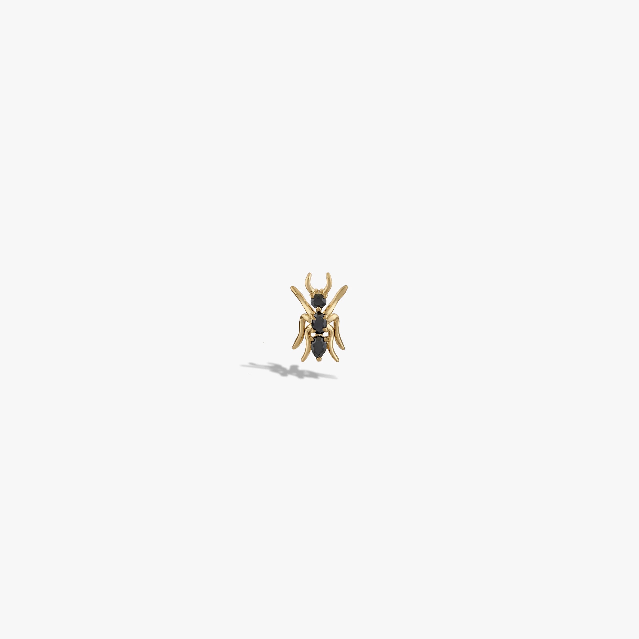 Awe Inspired Earrings 14K Yellow Gold Vermeil / Single Hematite Ant Studs