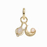 The "In My Orbit Charm Earring" by Awe Inspired is a gold charm pendant that includes a pear-shaped opal, a crescent moon with an opal inset, and two small round diamonds, all elegantly hanging from a round loop. Ideal for the discerning charm collector.