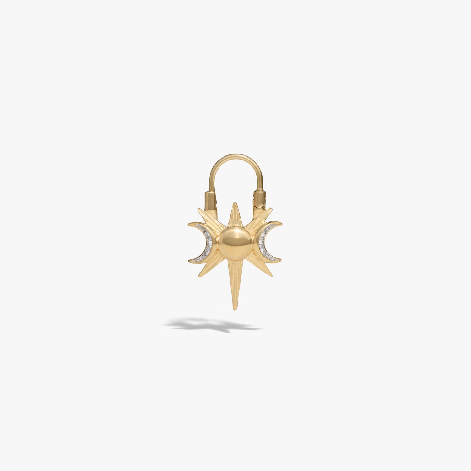 Awe Inspired Earrings 14K Yellow Gold Vermeil / Single Spiked Triple Moon Huggies
