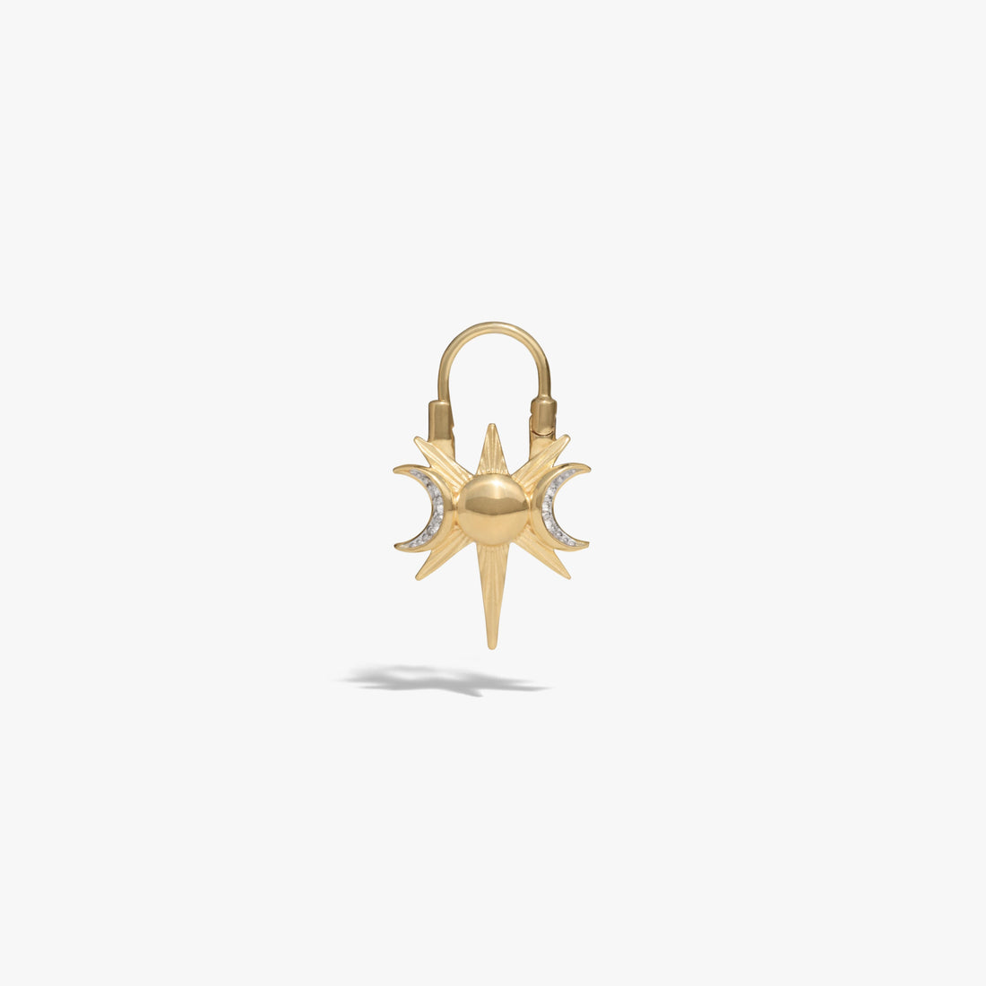 Awe Inspired Earrings 14K Yellow Gold Vermeil / Single Spiked Triple Moon Huggies