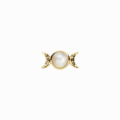 Awe Inspired Earrings 14K Yellow Gold Vermeil / Single Triple Moon Stud Earring