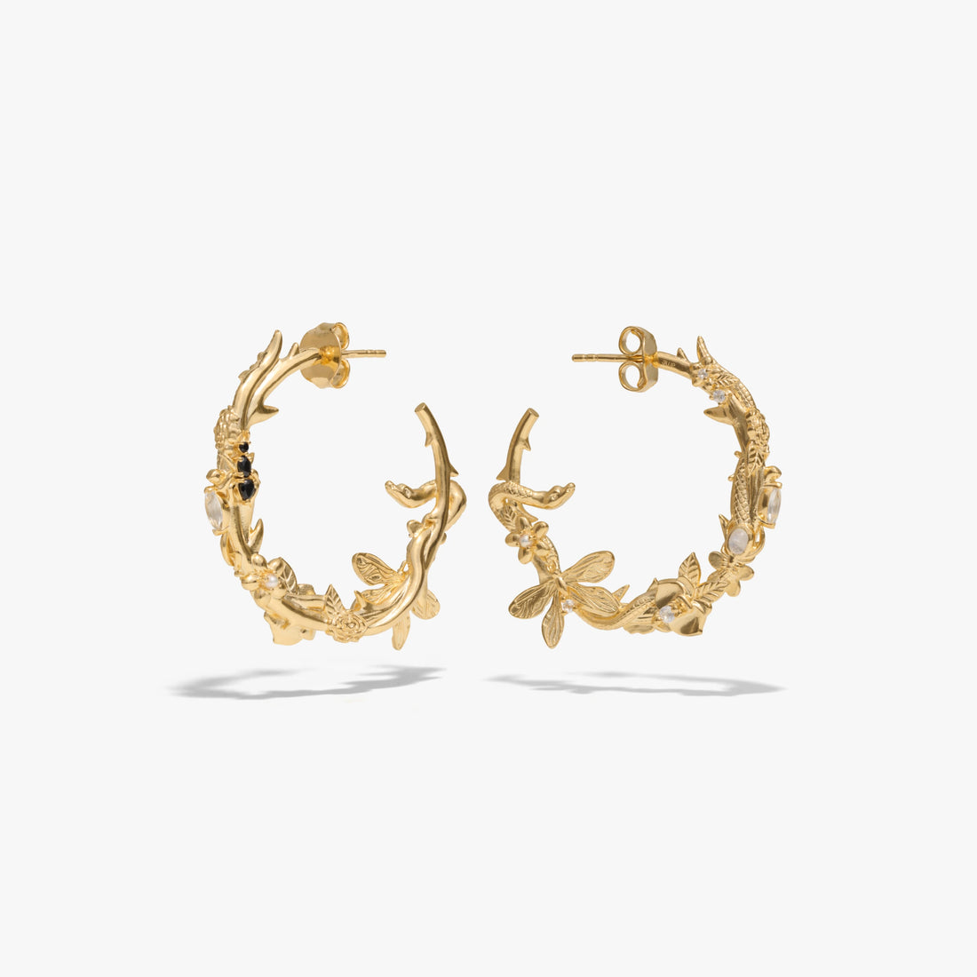 Awe Inspired Earrings 14K Yellow Gold Vermeil / Small Secret Forest Hoops
