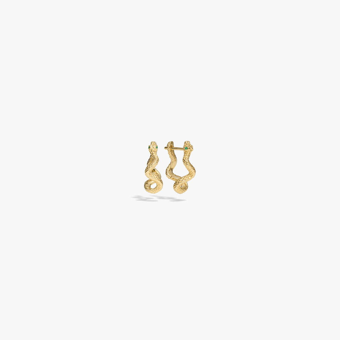 Awe Inspired Earrings 14K Yellow Gold Vermeil Snake Charm Collector Huggies